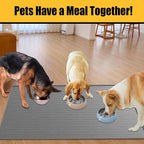 Large Dog Mat for Food and Water, 31.8"x23.8" Silicone Pet Feeding Mats, Waterproof Dog Bowl Mat with High Edges to Prevent Water and Food Spills, Dark Blue