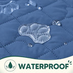 PAWFINITY Waterproof Bed Cover for Dogs, Pet Blanket for Mattress Washable | Paw Print Quilted, Hair Resistant, Anti Cat Scratch, Pee Proof Furniture Protector for Cal King Bed, 82x102 Inch, Blue
