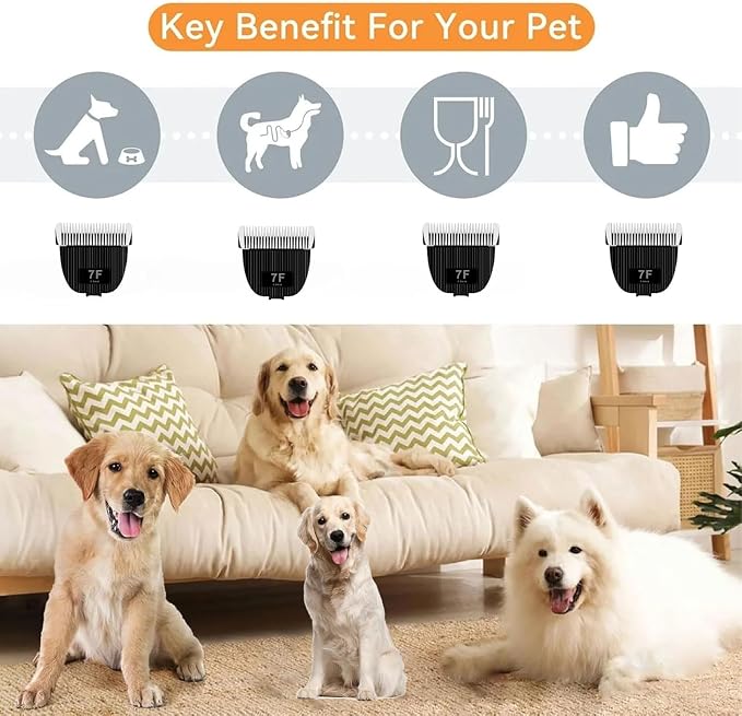 Replacement Blade for nebot P1 Pro Pet Grooming Kit & Vacuum,Size-7F | Cut Length 1/8"(3.2mm),Made of Ceramic Blade & Stainless Steel Blade,2 Pack