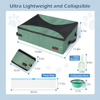 Portable Cat Travel Litter Box. Zipped Lid, Collapsible Litter Box for Cats. No Leakage, No Smell. Easy to Carry. Used for Hotels, Camping, Car (Green, M)