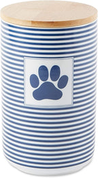 Bone Dry Paw & Patch Ceramic Pet Collection, Treat Canister, 4x6.5, Nautical Blue
