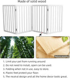 Dog Gate Indoor, Freestanding Dog Fence for The House, Doorways, Hallways,or Stairs,Pet Gate Foldable Wooden,Expandable 32" Height 4 Panels,White