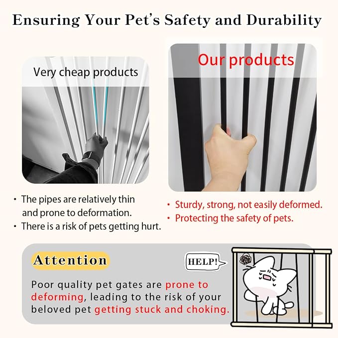 Lumizone Extra Tall Cat Gate 55.12" High 26.18"-29.91" Wide Pet Gate Black | Dog Gate for Doorway Hallway Stairs Pressure Mounted Extra Wide 1.37" Gap No Drilling Auto-Close One-Handed Operation