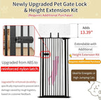 Lumizone Extra Tall Cat Gate 55.12" High 29.92"-42.51" Wide Pet Gate Black | Dog Gate for Doorway Hallway Stairs Pressure Mounted Extra Wide 1.37" Gap No Drilling Auto-Close One-Handed Operation
