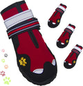 Dog Shoes for Large Dogs, 360°Anti Slip Medium Dog Boots & Paw Protectors Winter Snowy, Waterproof 4Pcs Dog Booties with Reflective Strips (Size 2: 1.77''x2.3''(W*L), Red)
