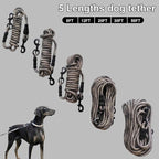 BTINESFUL Dog Tie Out Long Tether Rope Dog Lead for Yard 8/12/20/30/50/75ft | Large Medium Dogs Outdoor Training, Playing, Camping, Backyard Dog Leash (50 Foot, Beige Black)