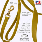 Viper Biothane K9 Working Dog Leash Waterproof Lead for Tracking Training Schutzhund Odor-Proof Long Line with Solid Brass Snap for Puppy Medium and Large Dogs, 15ft Treasure Gold