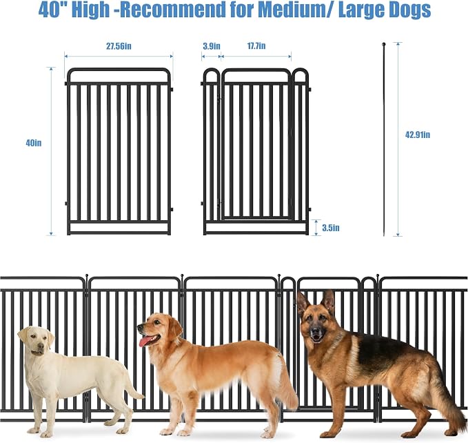 New Thickened Version Dog Playpen, 40 Inch Dog Fences for The Yard, Portable Outdoor Dog Playpen for Large/Medium/Small Dogs, Foldable Metal Dog playpen, with Doors (24 Panels, 40 Inch)
