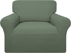Easy-Going 100% Waterproof Chair Couch Cover, Stretch Jacquard Sofa Cover | Dual Waterproof Sofa Slipcover, Leakproof Furniture Protector for Kids, Pets, Dog and Cat (Loveseat, Grayish Green)