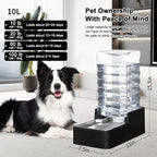 RIZZARI 10L Automatic Dog Water Dispenser with 304 Stainless Steel Bowl | Gravity-Fed Refill,Spill-Resistant,Detachable for Cleaning,Stable Anti-Tip Base,Food-Grade Materials,for Daily Hydration