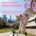 rabbitgoo Cat Harness and Leash Set, Escape Proof Vest, Pink & Light Purple | Soft Breathable Mesh, Easy Adjustable Fit, Snap Buckles, Sturdy Clip, Reflective Strips, for Kittens & Small Cats Walks, Xxs