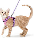 rabbitgoo Cat Harness and Leash Set, Escape Proof Vest, Pink & Light Purple | Soft Breathable Mesh, Easy Adjustable Fit, Snap Buckles, Sturdy Clip, Reflective Strips, for Small & Average Cats Walks, Xs