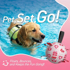 QDAN Valentines Gift Dog Toys, 8 Inch Dog Soccer Ball with Straps, Pink | Interactive Tug of War Toy, Puppy Birthday Gifts, Water Toy, Durable Dog Balls for Medium Large Dog, Outdoor Herding Balls