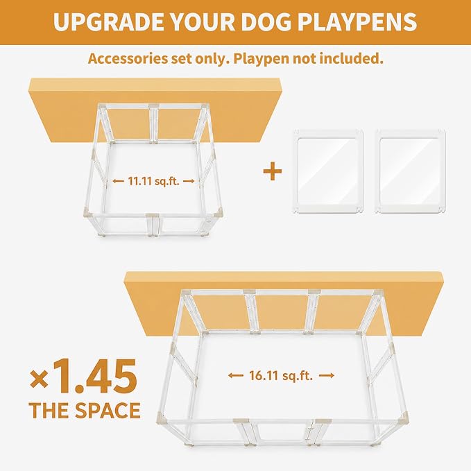 Khaki Buckles for Acrylic Dog Playpen Indoor | DIY Kit Expansion, Easy Assemble, Durable Replacement Parts for This Set Only, 4 Buckles & 4 Connectors & 4 T-Buckles