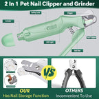 2 in 1 Dog Nail Clippers & Cat Nail Clippers Trimmers for Large Medium Small Dogs Cats Claw Trimmer Quick Sensor and Safety Guard USB Rechargeable Dogs Nail Trimmer with Catcher & 2 LED Lights