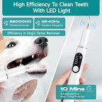 Dog Teeth Cleaning Kit Dog Plaque and Tartar Remover with LED Light 5 Adjustable Modes Electric Toothbrush Pet Teeth Cleaner for Dogs and Cats (Off-White)