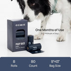 Fei & Eve Dog Poop Bags 8 Rolls, Extra Thick 25 Micron & 100% Leak-Proof | Unscented, Full Blackout & Odor-Locking, Stretch Resistant, Easy to Tear off, Waste Bags