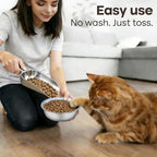 Bulk Disposable Cat Bowls Set (300 Pcs Cat Food Bowl Liners + 2 Pcs Stainless Steel Pet Bowls) Small Paper Bowls for Puppies, Kittens, Small Dogs and Cats, Ideal for Dry and Wet Food (White, Classic)