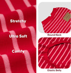 KYEESE Dog Pajamas, Soft 4 Legs Doggie Jammies, Striped Velvet Fleece Dog PJS, Pet Jumpsuit Puppy PJS, Stretchable Outfit Cozy Onesie Sleepwear Soft Pajamas, Red Striped, Small