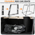 Snagle Paw Portable Dog Crate for Car Travel,Metal Frame Pet Crate,Pet Carrier for Car Back Seat Secures with Headrest Strap and Seatbelt,M,Gray
