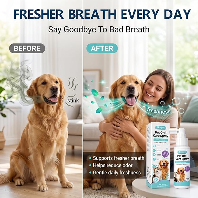Pet Oral Care Spray, Dog Dental Spray for Dog Teeth Cleaning, Natural Dog Breath Freshener, Daily Dog Dental Care & Cat Dental Care Solution,No Brush Required Pet Mouth Freshener Spray for Dogs & Cats | Dog Dental Spray For Dog Teeth Cleaning & Cat Den...