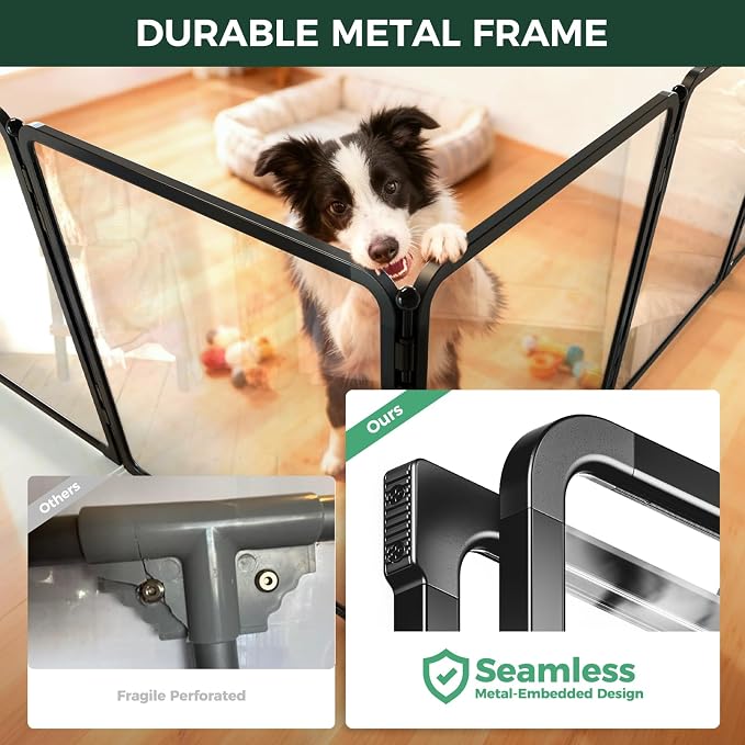 FXW AuraSpace Pro Acrylic & Wire Mesh Indoor Dog Playpen, 32" H, 10 Panels | Clear View, Heavy-duty Metal, Flexible Layouts, Easy Walk-Through, For Small & Medium Dogs, Patented