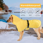 DELIFUR Medium Dog Raincoat Waterproof - Adjustable Dog Poncho Raincoat Lightweight Rain Jacket with Soft Lining for Medium Dog Yellow (Medium)