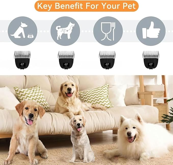 Replacement Blade for nebot P1 Pro Pet Grooming Kit & Vacuum,Size-4F | Cut Length 3/8"(9.5mm),Made of Ceramic Blade & Stainless Steel Blade,2 Pack