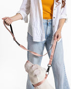 Fei & Eve Classic Dog Leash | Soft-Touch 210D Nylon, Dual Padded Handles, Traffic Handle, Tangle-Free, Heavy Duty, Blush, 6FT