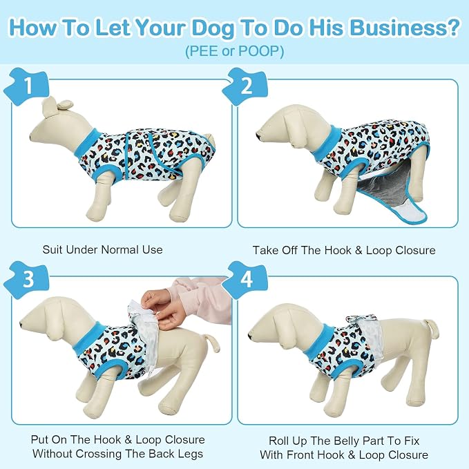 Kuoser Dog Recovery Suit After Surgery, Spay Neuter Surgical Suit for Dogs | Post Surgery Anti-Licking Dog Onesie Protects Wounds and Incisions, E-Collar & Cone Alternative Bodysuit for Female Male Dogs