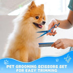 Professional Dog Grooming Scissors Set, 7 Inch/8 Inch Pet Grooming Scissors Chunkers Shears for Dog, Curved Dog Grooming Scissors, Thinning Shears for Dog with Grooming Comb | Pet Grooming Chunkers Shears for Dog, Curved Dog Grooming Scissors, Thinning...