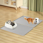 Cat Litter Mat for Litter Box 2 Pack 34" x 22" Silicone Mat, Light Grey | Extra Large Cat Litter Mat Litter Trapping Mat, Non-slip, Waterproof litter box mat with Raised Edge, Pet Mat for Cat, Dog
