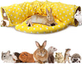 BWOGUE Bunny Tunnel Bed, 2-in-1 Collapsible Rabbit Tunnel Hideout with Mat | Removable Mat for Washing, 46.8 in Length, Ball Toy for Play, Soft Suede Fabric, Cats Rabbits Guinea Pigs