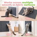 Catify Peel & Stick Cat Scratching Mat - Gray, L:78" | 78" x 15", Self-Adhesive Scratch Carpet, Furniture Protector for Couch, Sofa, Wall & Door, Indoor Kittens & Cats