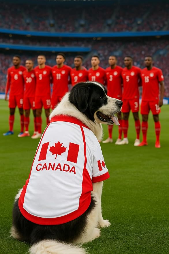 Parisian Pet Team Canada Dog Jersey - Breathable Mesh Puppy Football Jersey - Lightweight Stretch Sporty Dog Clothes - Summer Shirts for Medium Dogs - Soccer Jersey for Dogs - Sportswear Pet Clothes