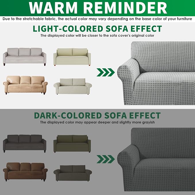 MAXIJIN Stretch Extra Large Couch Cover Sofa Covers (91"-110" Oversized Sofa Slipcovers with Non-Slip Foam & Elastic Strap, Dog Cat Pet Friendly Furniture Protector (X-Large, Light Gray)