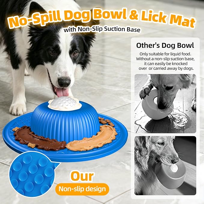 Multi-Purpose Silicone Slow Feeder & Lick Mat for Dogs & Cats (Blue)
