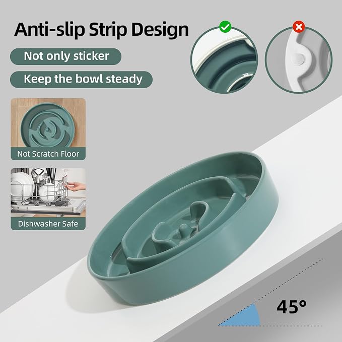 Havniva Slow Feeder Dog Bowls, Ceramic Dog Bowl Slow Feeder for Fast Eater | 0.9 Cups Puzzle Dog Food Bowl, Slow Feeding Bowls for Small Breed, Non-Slip Rubber Base, Anti-Choking