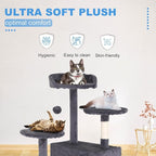FDW | 54" Cat Tree Tower | Ashy | Multi-Level Indoor Activity Center | with Sisal Scratching Posts, Condos, Plush Perches, Hanging Cat Toys | Sturdy, Easy to Assemble | for Kittens & Adult Cats