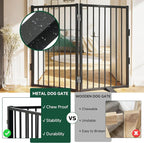 Snagle Paw Metal Freestanding Dog Gate,40” W x 36” H Dog Fence with Support Feet for Doorways, Stairs and Hallways, Portable Pet Gate for Indoor Use (2 Panel, Black)