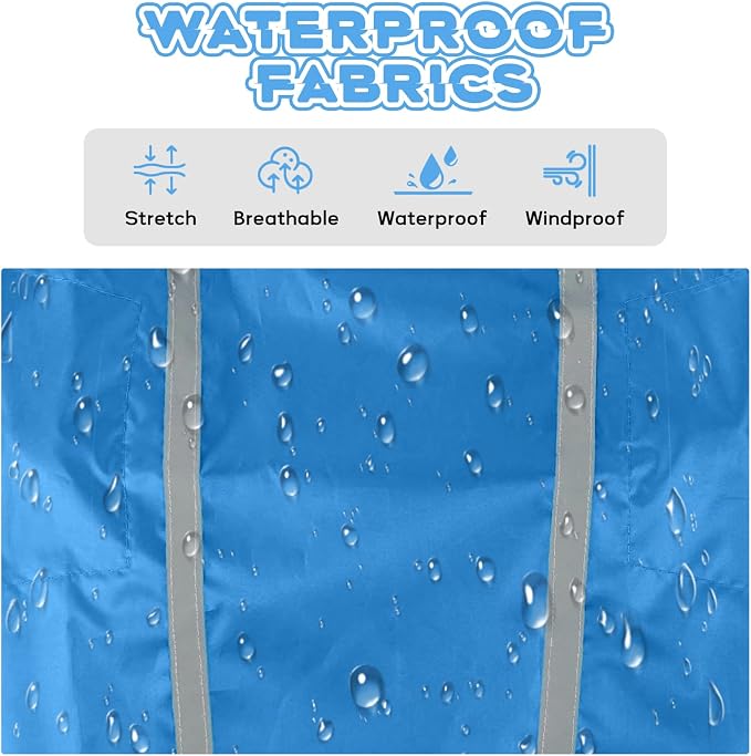 Blue Dog Raincoat with Reflective Strip Hoodie, Waterproof Poncho，3XL | Reflective Safety Trim, Waterproof & Breathable, Adjustable Hood, Leash-Friendly Access Hole, Easy On & Off Design