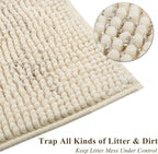 VIVAGLORY Cat Litter Mat Softgrip Litter Trapping Mat, 35"× 25", Beige | Litterbox Rug Box Catcher for Indoor & Floor, Easy Clean Washable Less-Mess Waterproof for Cat