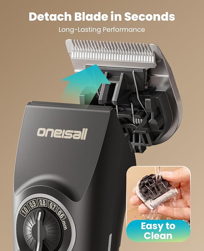oneisall Dog Clippers for Grooming fit Doodles & Poodles,9050 | Compatible with Wahl's 3379,3332-3339 Metal Guards,3.5 Hours of Battery Life, 6500 Rpm High-Speed Cutting, Removable Blades