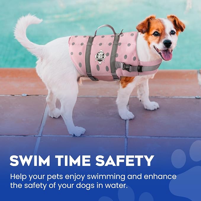 Dog Life Jacket — Premium Swim Vest with SafeChin Anti-Choke Collar | PAWS Aboard Pink | RapidLift Rescue Handle, D-Ring, Reflective Trim | Boating, Kayaking, Pool | XX-Small (Under 6 lbs)
