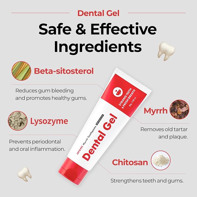 JAYU PET Dental Gel Dog Cat Toothpaste, 2.8 Ounce | Removing Plaque and Tartar, Teeth Cleaning & Breath Freshener, Puppy Kitten Dental Care