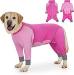 Dog Onesie Coat - Water-Repellent & Stretchable, Dirt-Resistant Outdoor Puppy Suit with Reflective Strips | Controls Shedding | for Small, Medium, Large Dogs (Fuchsia Pink, 7XL(Weight 100-138 lbs))