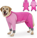 Dog Onesie Coat - Water-Repellent & Stretchable, Dirt-Resistant Outdoor Puppy Suit with Reflective Strips | Controls Shedding | for Small, Medium, Large Dogs (Fuchsia Pink, 5XL(Weight 65-88 lbs))