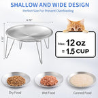 WROSWT Elevated Cat Bowls, 304 Stainless Steel Raised Cat Dishes, Extra Wide Shallow Cat Bowl for Whisker Fatigue Relief & Flat-Faced Breeds, Anti-Vomiting Kitten Feeder with Detachable Stands, 2 Set