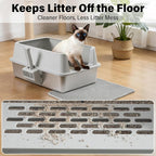 Stainless Steel Litter Box for Big Cats, Large Metal Litter Box | Easy to Clean, Includes Scoop and Mat,High-Sided，L to XL Cat Litter Boxes for Anti Urine Splash, Odor Control
