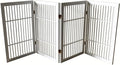 Urnporium Pet Dog Gate Freestanding, Strong Durable Folding Wooden Fence, Portable Acacia Hardwood Safety Barrier for Indoor & Outdoor Use (White Pet Gate, 4 Panel 30" Tall)